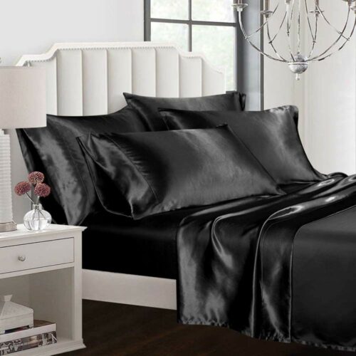 black satin silk sheets buy online